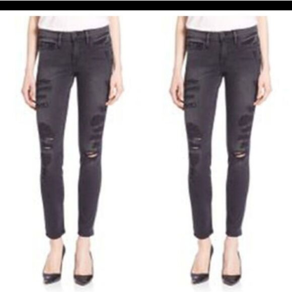 Frame Denim Denim - Frame Factory Faded Black Distressed Ripped Denim Jeans